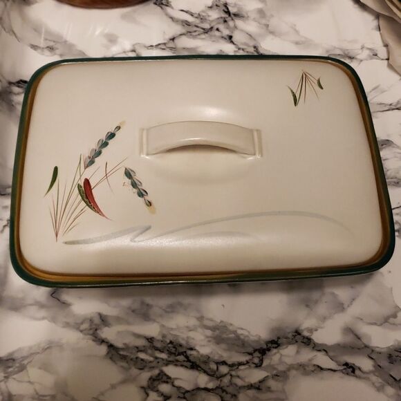 𝅺Denby Stoneware Greenwheat Oven Dish with cover and handle vintage like new - Picture 2 of 11